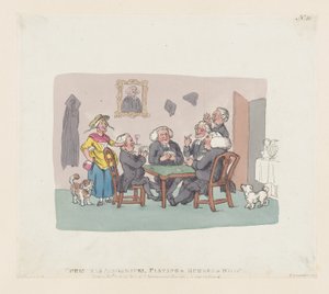 Karácsonyi akadémikusok gumit játszanak a whistnél, 1803. április 1., 1803. április 1. alkotó: Thomas Rowlandson