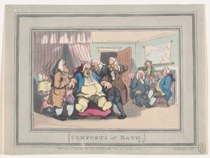 Fürdő kényelmei, 1. tábla, 1798. január 6., 1798. január 6. alkotó: Thomas Rowlandson