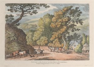 Ház a Router Mountain Cornwall lábánál, a Views in Cornwallból, 1812. április 12. alkotó: Thomas Rowlandson