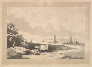 Tehenek és tengeri táj, 1783-89. alkotó: Thomas Rowlandson