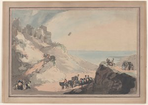 Blanchard és Jeffries léggömbjének indulása Doverből, 1785. január 7., 1794. január .... alkotó: Thomas Rowlandson