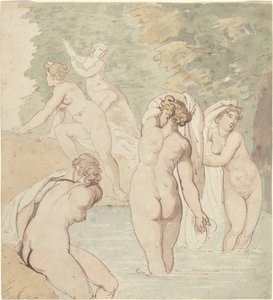 Diana és nimfái fürdenek alkotó: Thomas Rowlandson