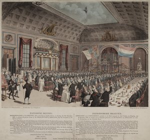 Vacsora Hollandia Franciaországtól való felszabadulása alkalmából, City of London Tavern, Bishopsgate, 1814 (akvatinta) alkotó: Thomas Rowlandson