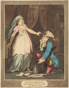 Gallipot doktor a „Fortune” című művet szeretője lábai elé helyezi alkotó: Thomas Rowlandson