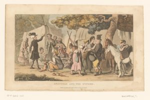Doctor Syntax egy roma táborban alkotó: Thomas Rowlandson