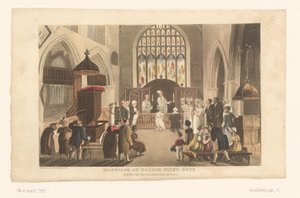 Doctor Syntax összeadja Dicky Bendet és menyasszonyát alkotó: Thomas Rowlandson