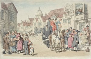 Dolphins Inn: Greenwich és Woolwich Coaches, 1816. alkotó: Thomas Rowlandson