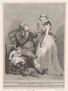 Otthoni borotválkozás alkotó: Thomas Rowlandson