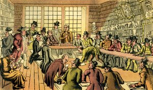 "Dr. Syntax egy aukción" alkotó: Thomas Rowlandson
