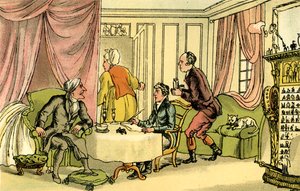 "Dr. Syntax megalkotja végrendeletét" alkotó: Thomas Rowlandson