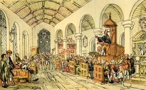 "Dr. Syntax prédikáció" alkotó: Thomas Rowlandson