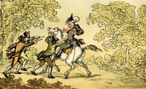 "Dr. Syntaxot megállítottak az autópályások" alkotó: Thomas Rowlandson