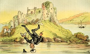 "Dr. Syntax zuhan a vízbe" alkotó: Thomas Rowlandson