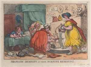 Dram-a-tic Demireps a reggeli próbájukon, 1810. szeptember 30., 1810. szeptember 30. alkotó: Thomas Rowlandson