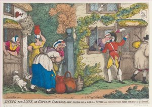 Dying for Love, avagy óvatlan kapitány, egy tizenöt éves lány, aki váratlanul feldob..., 1810. alkotó: Thomas Rowlandson