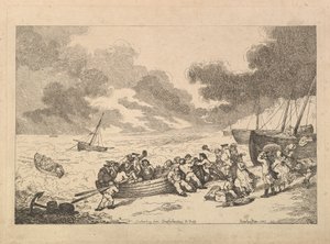 Elindulás Brighthelmstone-ból Dieppe-be], az Imitations of Modern Drawings, 1787-ből. alkotó: Thomas Rowlandson