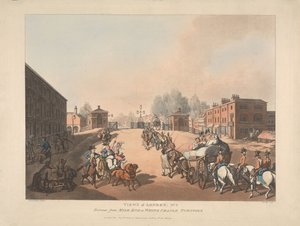 Bejárat a Mile End vagy a White Chapel Turnpike felől (5. szám) alkotó: Thomas Rowlandson