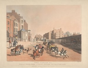 Az Oxford Street vagy a Tyburn Turnpike bejárata (4. szám) alkotó: Thomas Rowlandson