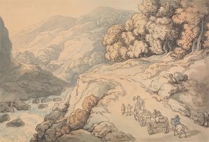 A Conwy-folyó vízesései, Észak-Wales alkotó: Thomas Rowlandson