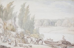 Tanya a folyó partján alkotó: Thomas Rowlandson
