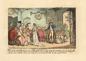 Divatos pár, akit megzavart egy hülye, kőhideg tétlen rokon alkotó: Thomas Rowlandson