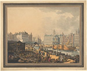 Feyge-gát, az amszterdami halpiac egy részével alkotó: Thomas Rowlandson