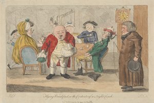 Repülő reggeli, avagy egy éjszakai autóbusz utasainak tartalma alkotó: Thomas Rowlandson