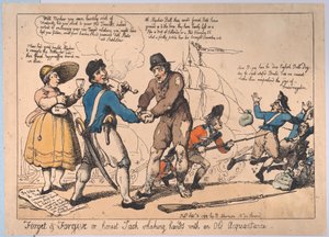 Forget & Forgive, avagy őszinte Jack, aki kezet fog a régi ismerőssel, Se..., 1799. szeptember 3. alkotó: Thomas Rowlandson