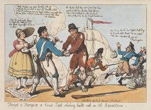 „Felejts és bocsáss meg”, vagy „Az őszinte Jack kezet ráz egy régi ismerősével” alkotó: Thomas Rowlandson