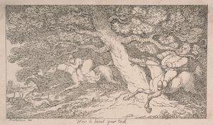 Róka-vadászat: Hogyan törjük ki a nyakunkat [az „Advice to Sportsmen” című műből] alkotó: Thomas Rowlandson