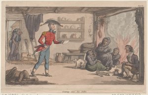 Bekerülni a tuskójába, Johnny Newcome katonai kalandjaiból, 1815., 1815. alkotó: Thomas Rowlandson