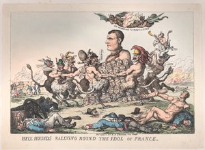 Hell Hounds Rally Round the Idol of France, 1815. április 8., 1815. április 8. alkotó: Thomas Rowlandson