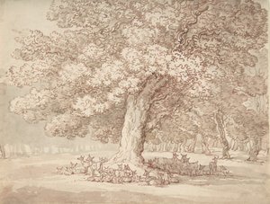 Szarvascsorda egy tölgyfa alatt, 1775-1827. alkotó: Thomas Rowlandson