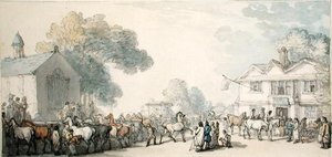 Lóvásár, Southampton (toll, tinta és akvarell papíron) alkotó: Thomas Rowlandson
