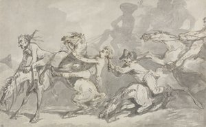 Horsemen Colliding, 1785-90 körül (toll és tinta barna mosással a papíron) alkotó: Thomas Rowlandson