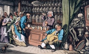 „Van egy titkos művészetem, hogy meggyógyítsak minden betegséget, amelyet az emberek elviselnek”, 1814 alkotó: Thomas Rowlandson