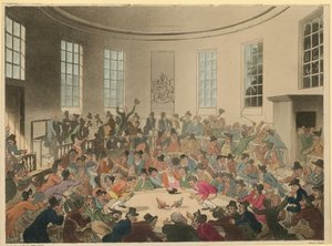 Kakasviadalt néző tömeget ábrázoló illusztráció alkotó: Thomas Rowlandson
