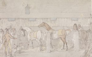 Istálló belseje (toll és tinta és akvarell papíron) alkotó: Thomas Rowlandson