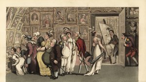 Johnny Carmine portréfestő szolgálatában áll a galériájában. Amikor egyedül van, Johnny krétával elrontja a portrékat, és haragot kelt. Thomas Rowlandson kézi színű rézmetszete William Combe The History of Johnny Quae nemzetségéből, a Li alkotó: Thomas Rowlandson