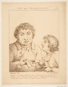 Öröm nyugalommal Le Brun Travested, avagy A szenvedélyek karikatúrái, 1800. január 21. alkotó: Thomas Rowlandson