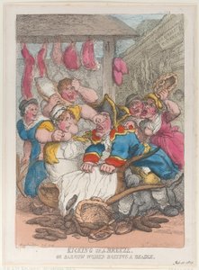 Kicking Up a Breeze vagy Barrow Women Basting a Beadle, 1814. február 10., 1814. február 10. alkotó: Thomas Rowlandson