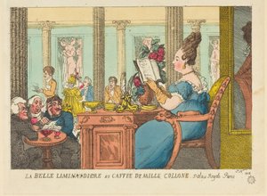A „La Belle Limonaudiere” a Café des Mille Colonnes-ban, a Palais Royalban, Párizsban alkotó: Thomas Rowlandson