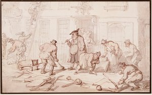 A munkások járdát raknak le alkotó: Thomas Rowlandson