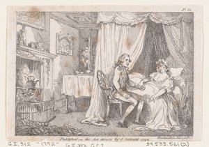 Lady Booby megpróbálja elcsábítani a makulátlan Josephet, a The Adventures of Joseph Andrew..., 1792-ből. alkotó: Thomas Rowlandson