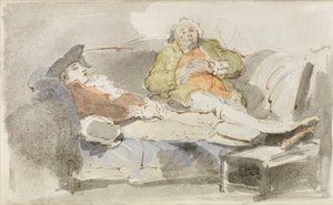 Lazsidálás a kanapén (akvarell tollal és tintával) alkotó: Thomas Rowlandson