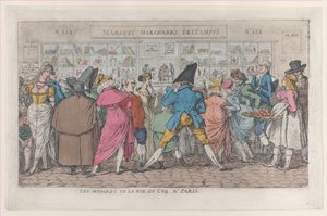 A párizsi Rue du Coq mustárjai A Rue Coq dawdlerei, kb. 1810., kb. 1810. alkotó: Thomas Rowlandson