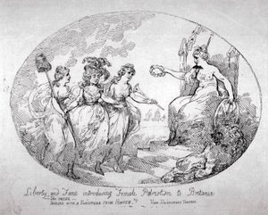 "A szabadság és hírnév a női hazafiasság bevezetése Britaniába", 1784 alkotó: Thomas Rowlandson