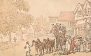 A postakocsi megrakodása alkotó: Thomas Rowlandson