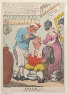 Macassar Oil, An Oily Puff puha fejekhez, 1814. március 15., 1814. március 15. alkotó: Thomas Rowlandson