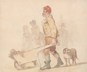Férfi talicskával és kutyával alkotó: Thomas Rowlandson